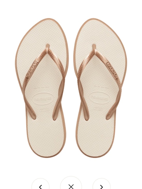 Havaianas Shoes - Havaianas Slim Pointy Flip Flops in Rose Gold and Creamy White